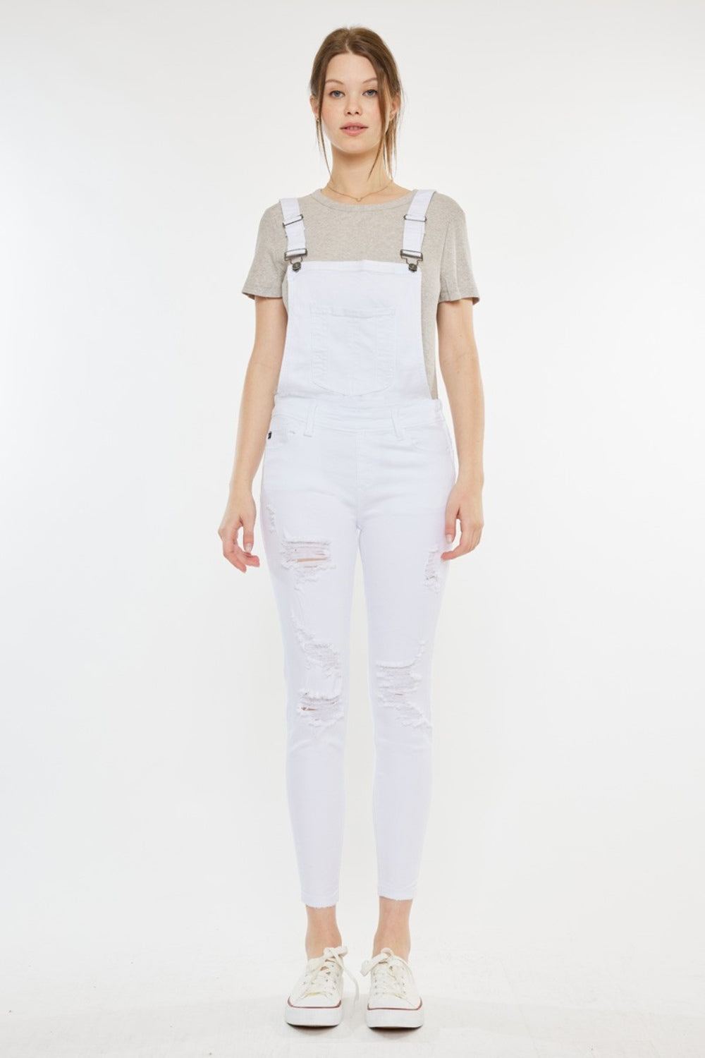 Kancan Distressed Skinny Denim Overalls Trendsi