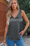 Solid V-Neck Wide Strap Tank - Flyclothing LLC