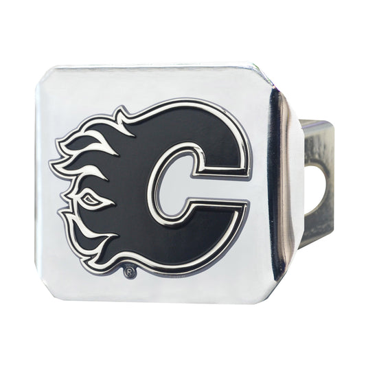 Calgary Flames Chrome Metal Hitch Cover with Chrome Metal 3D Emblem