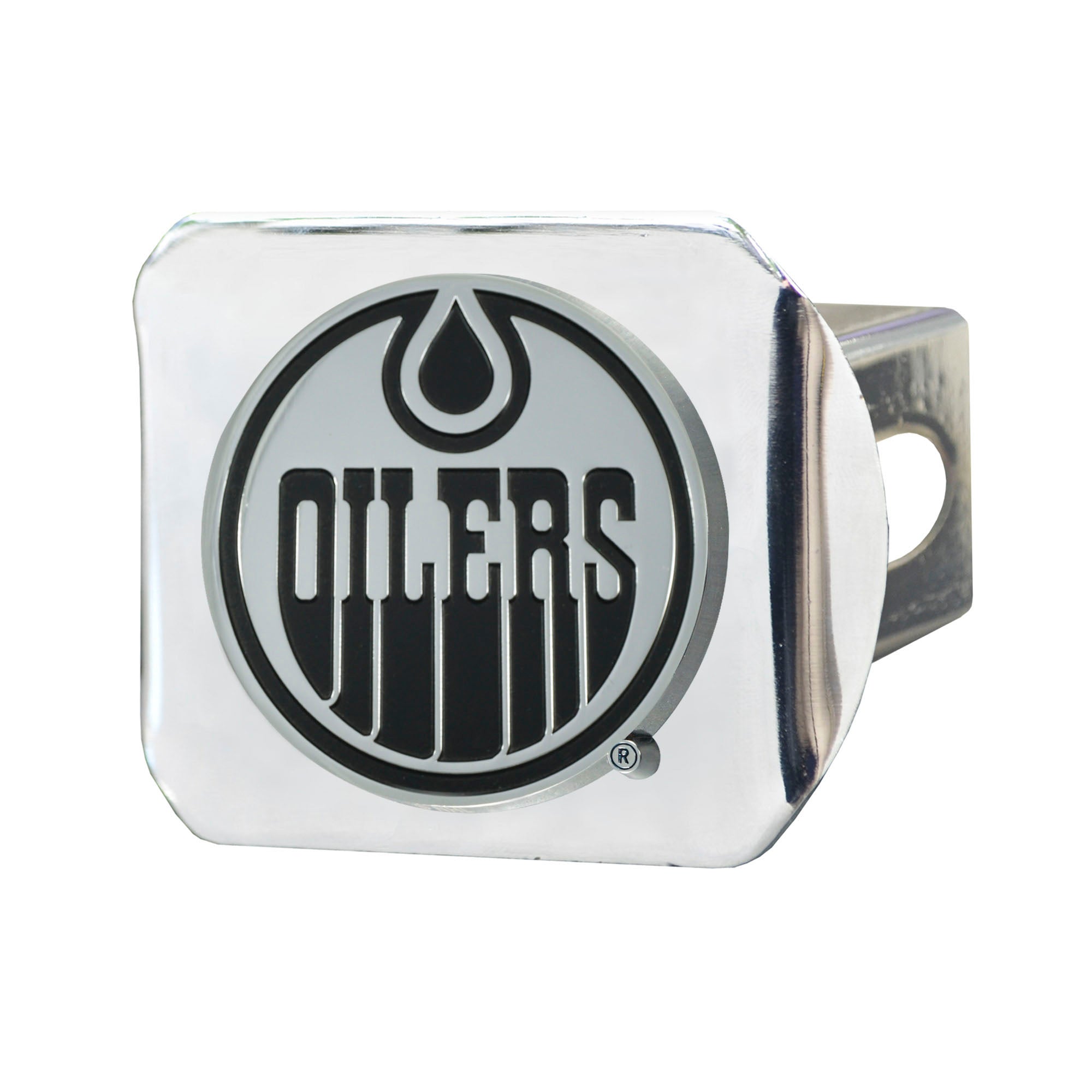 Edmonton Oilers Chrome Metal Hitch Cover with Chrome Metal 3D Emblem