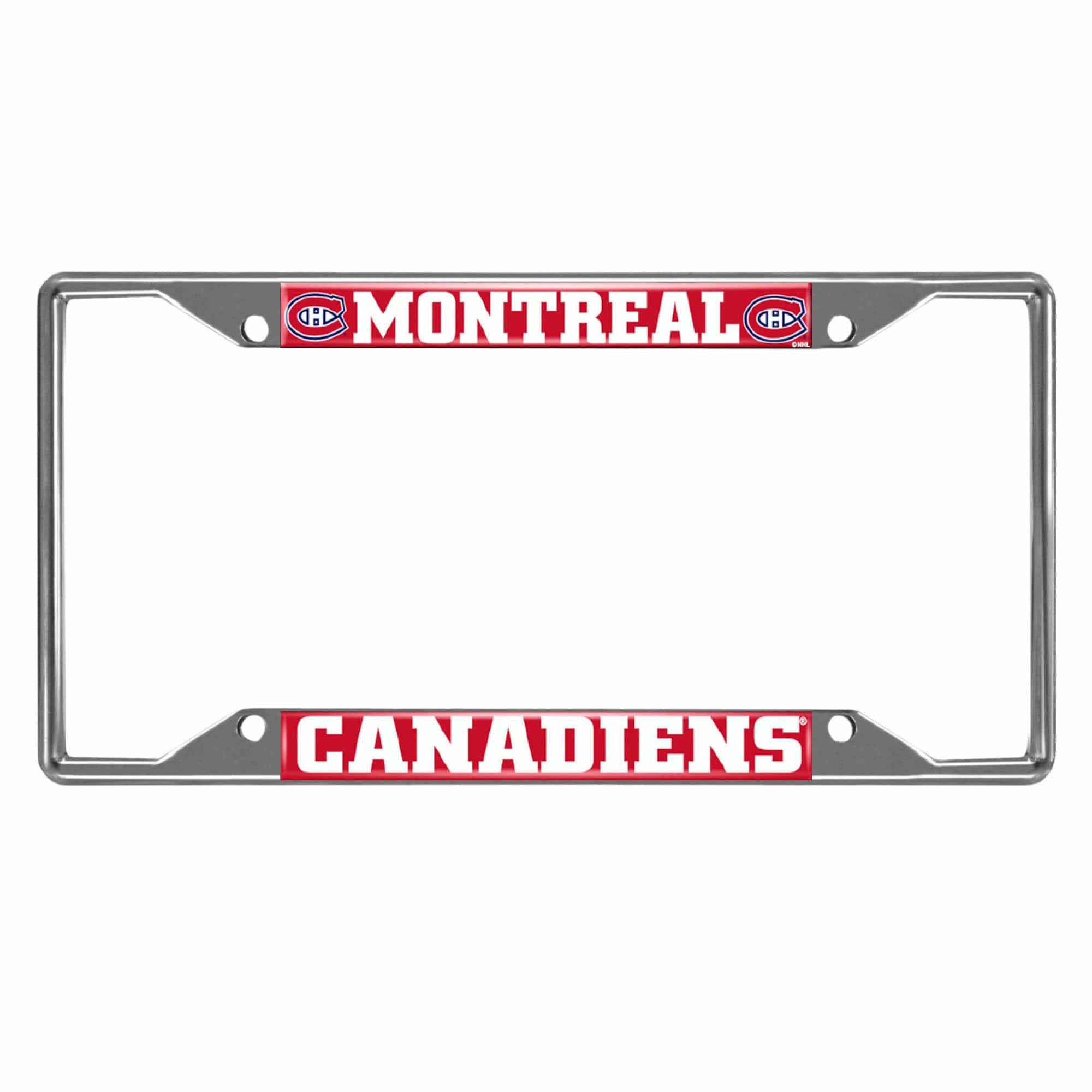 Montreal Canadiens Chrome Metal License Plate Frame, 6.25in x 12.25in