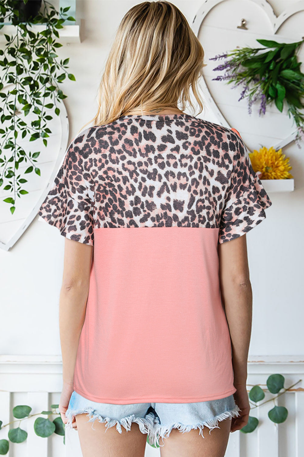 Sequin Leopard Round Neck T-Shirt - Flyclothing LLC