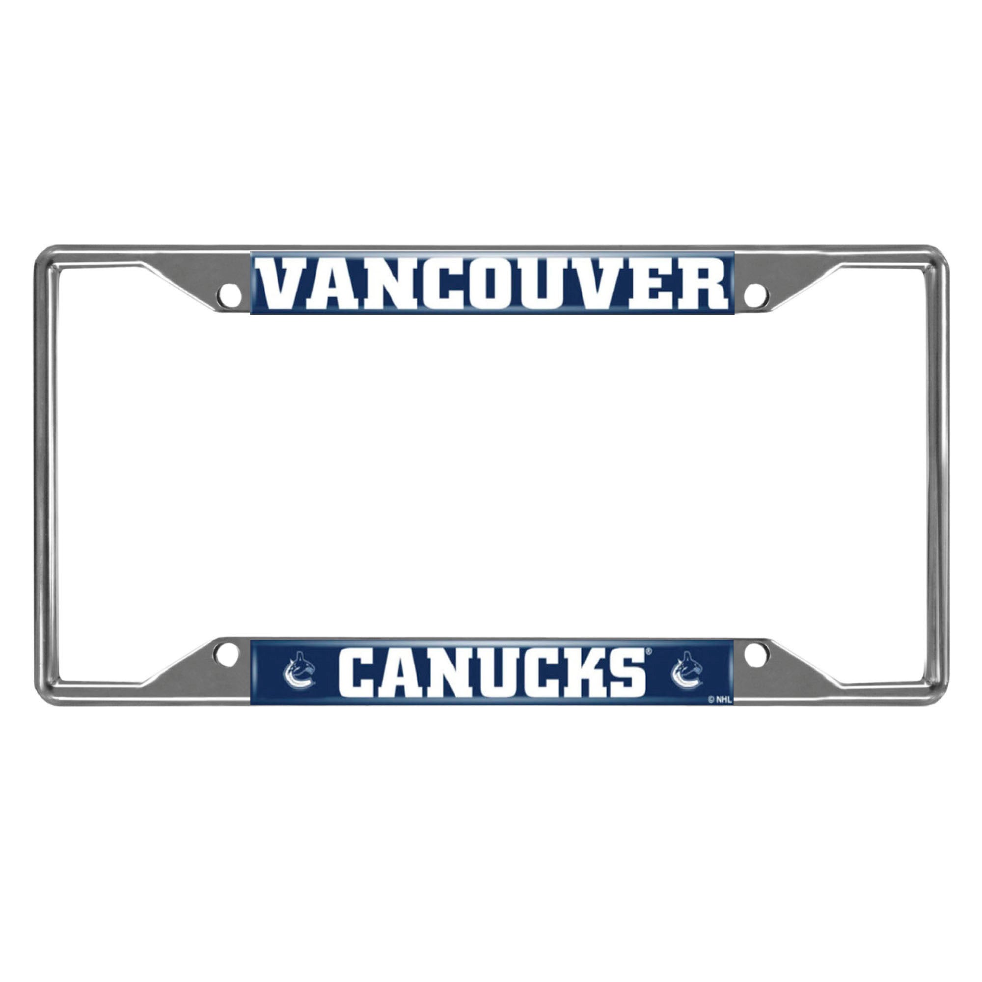 Vancouver Canucks Chrome Metal License Plate Frame, 6.25in x 12.25in