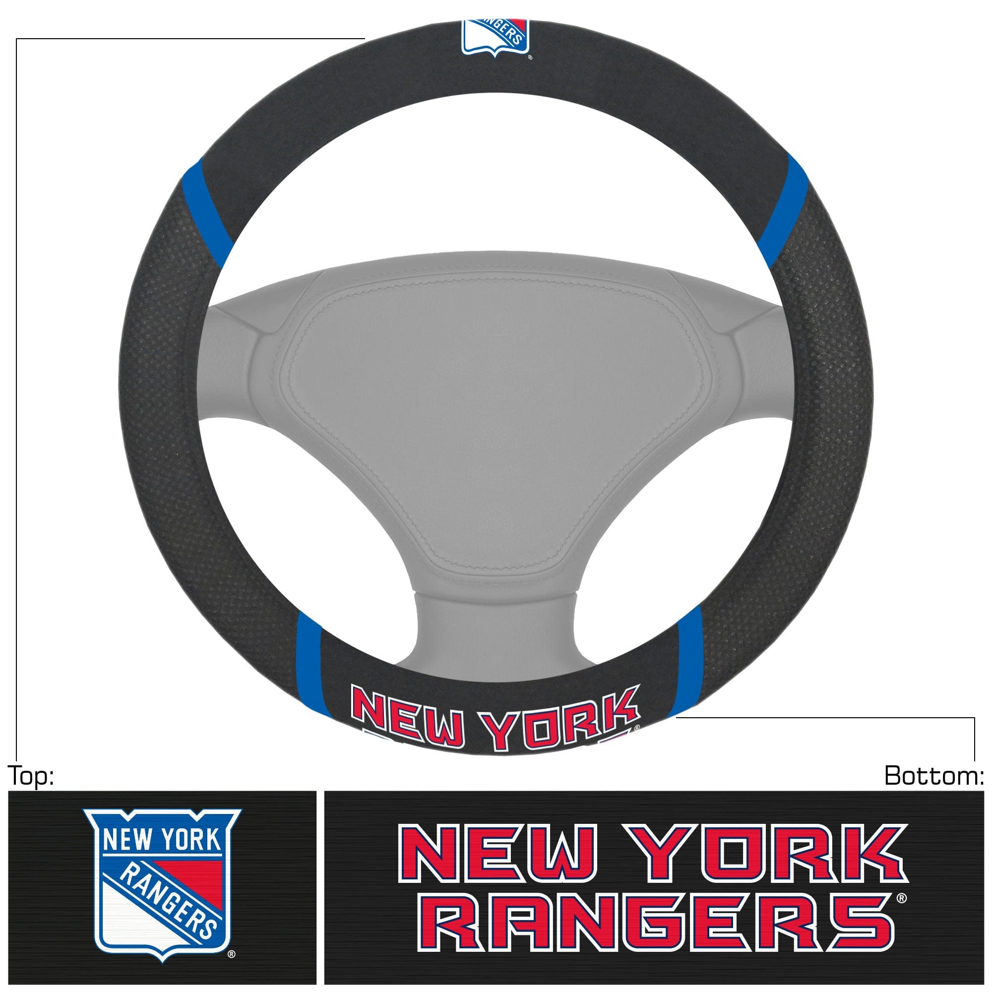 New York Rangers Embroidered Steering Wheel Cover - New York Rangers