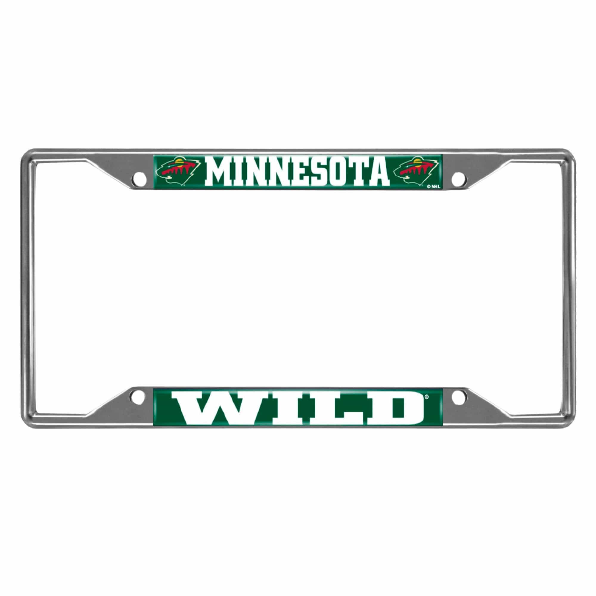 Minnesota Wild Chrome Metal License Plate Frame, 6.25in x 12.25in