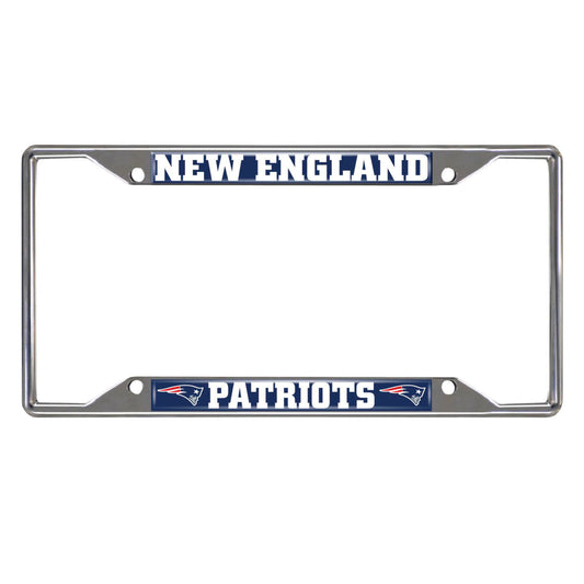 New England Patriots Chrome Metal License Plate Frame, 6.25in x 12.25in - New England Patriots