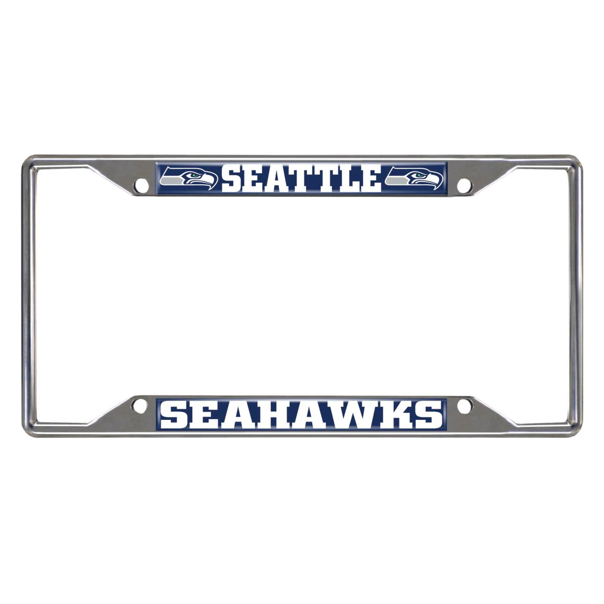 Seattle Seahawks Chrome Metal License Plate Frame, 6.25in x 12.25in