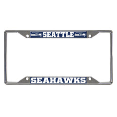 Seattle Seahawks Chrome Metal License Plate Frame, 6.25in x 12.25in