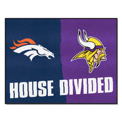 NFL House Divided - Broncos / Vikings House Divided Rug - 34 in. x 42.5 in. - NFL House Divided - Broncos / Vikings