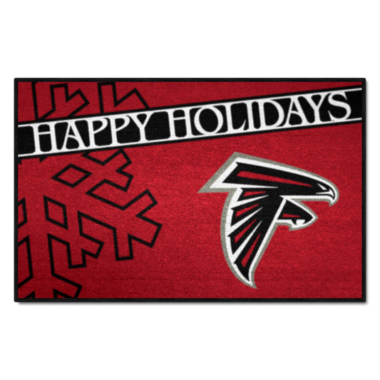 Atlanta Falcons Starter Mat Accent Rug - 19in. x 30in. Happy Holidays Starter Mat - Atlanta Falcons