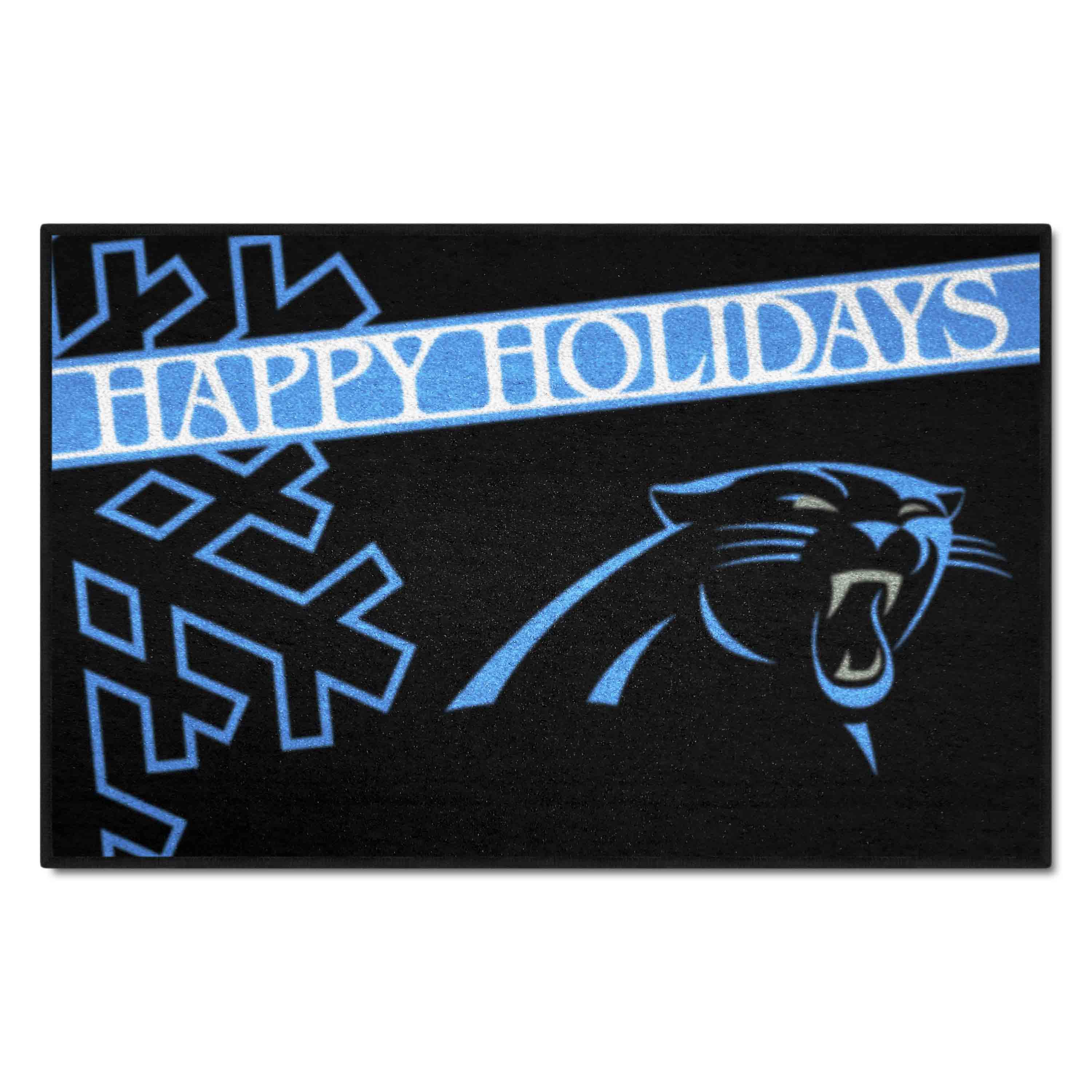 Carolina Panthers Starter Mat Accent Rug - 19in. x 30in. Happy Holidays Starter Mat