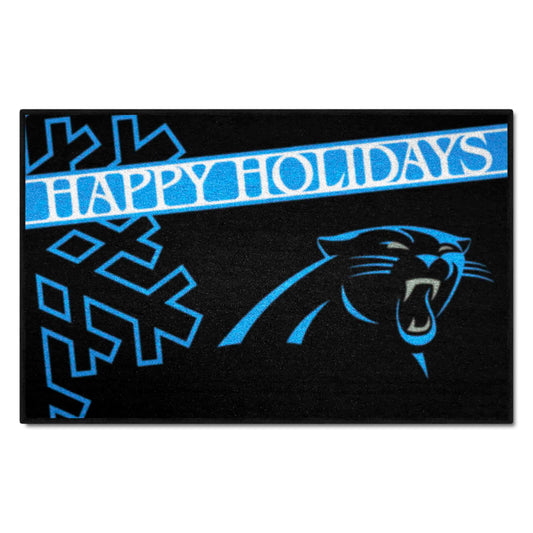 Carolina Panthers Starter Mat Accent Rug - 19in. x 30in. Happy Holidays Starter Mat