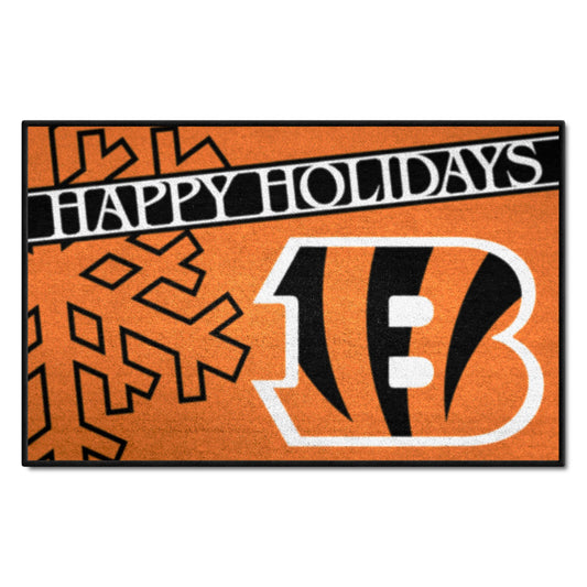 Cincinnati Bengals Starter Mat Accent Rug - 19in. x 30in. Happy Holidays Starter Mat