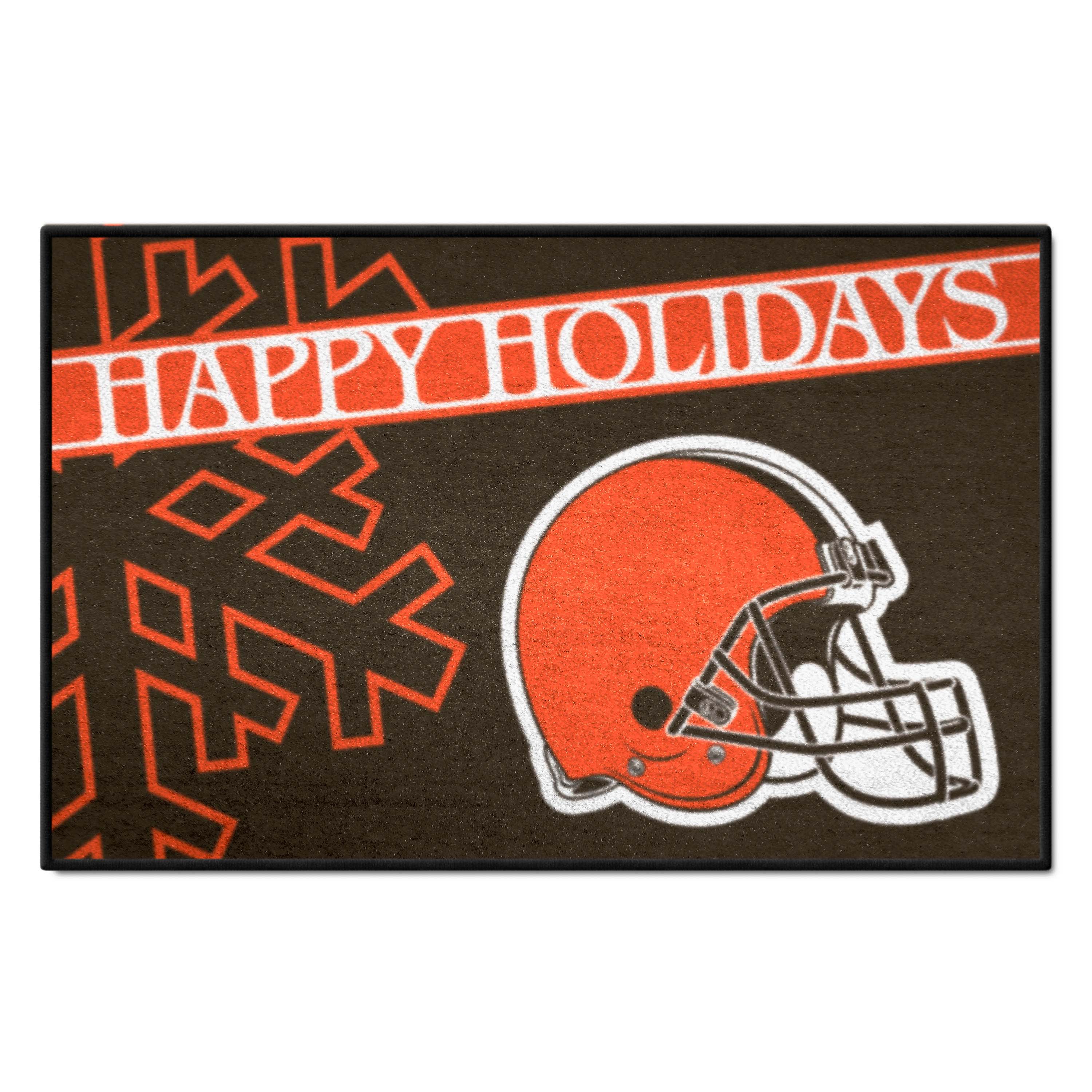 Cleveland Browns Starter Mat Accent Rug - 19in. x 30in. Happy Holidays Starter Mat