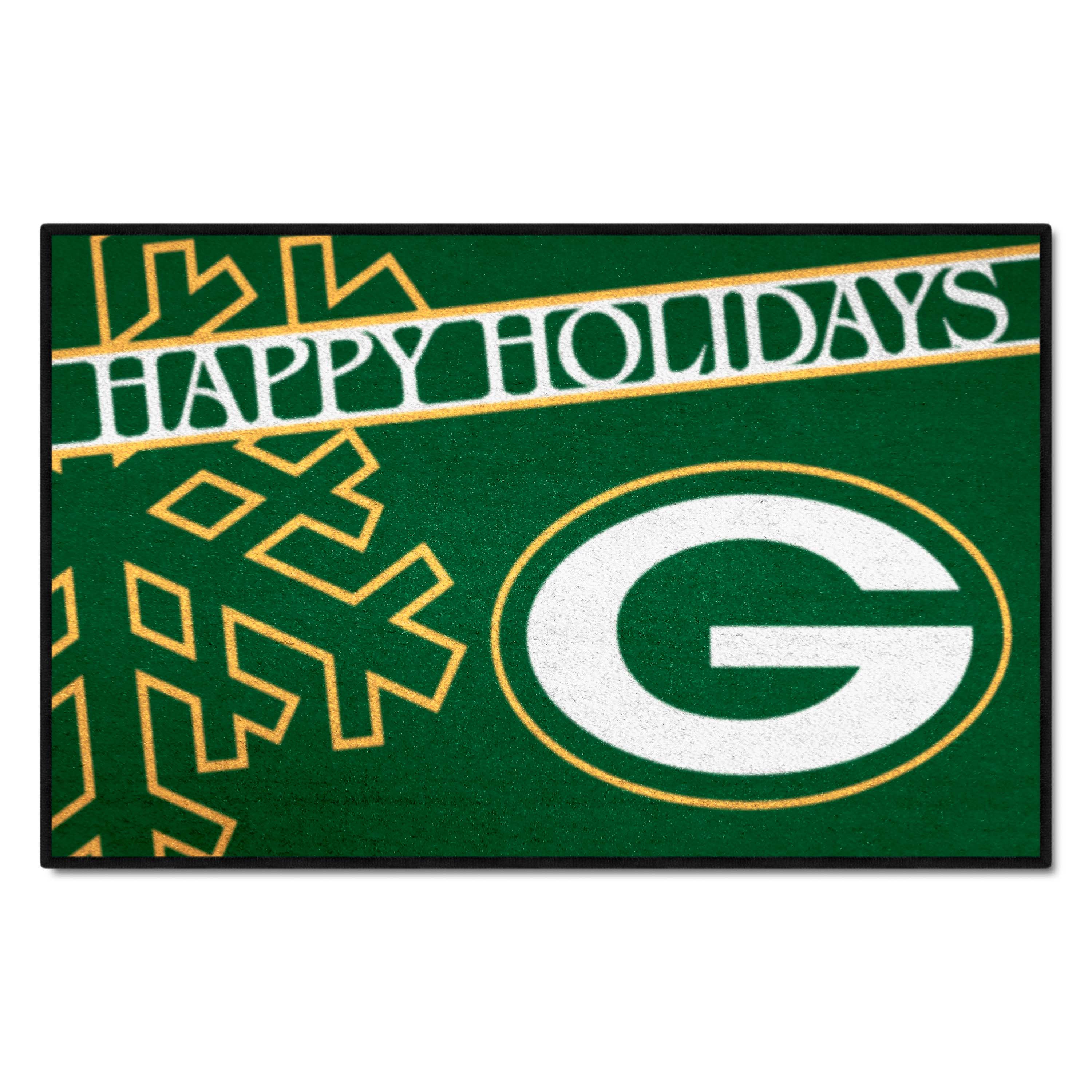 Green Bay Packers Starter Mat Accent Rug - 19in. x 30in. Happy Holidays Starter Mat