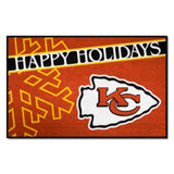 Kansas City Chiefs Starter Mat Accent Rug - 19in. x 30in. Happy Holidays Starter Mat