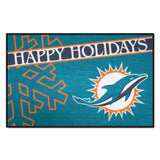 Miami Dolphins Starter Mat Accent Rug - 19in. x 30in. Happy Holidays Starter Mat