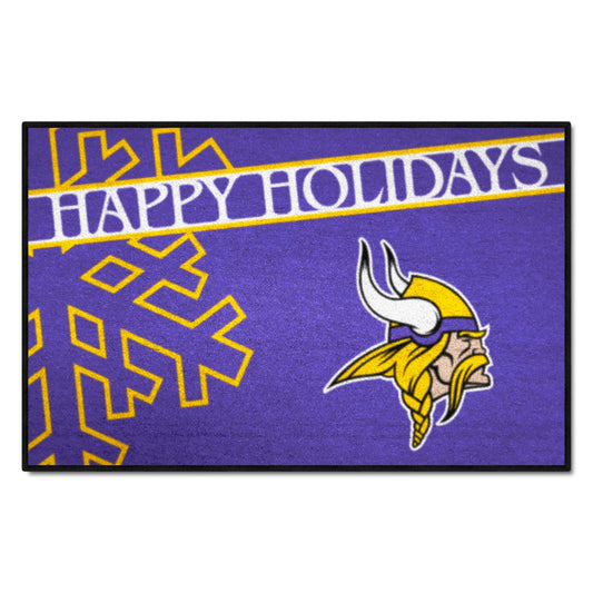 Minnesota Vikings Starter Mat Accent Rug - 19in. x 30in. Happy Holidays Starter Mat