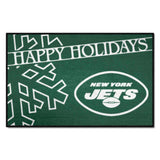 New York Jets Starter Mat Accent Rug - 19in. x 30in. Happy Holidays Starter Mat