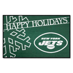 New York Jets Starter Mat Accent Rug - 19in. x 30in. Happy Holidays Starter Mat - New York Jets