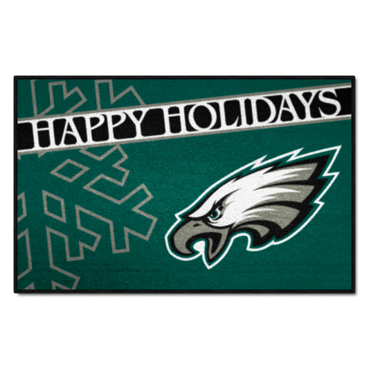 Philadelphia Eagles Starter Mat Accent Rug - 19in. x 30in. Happy Holidays Starter Mat