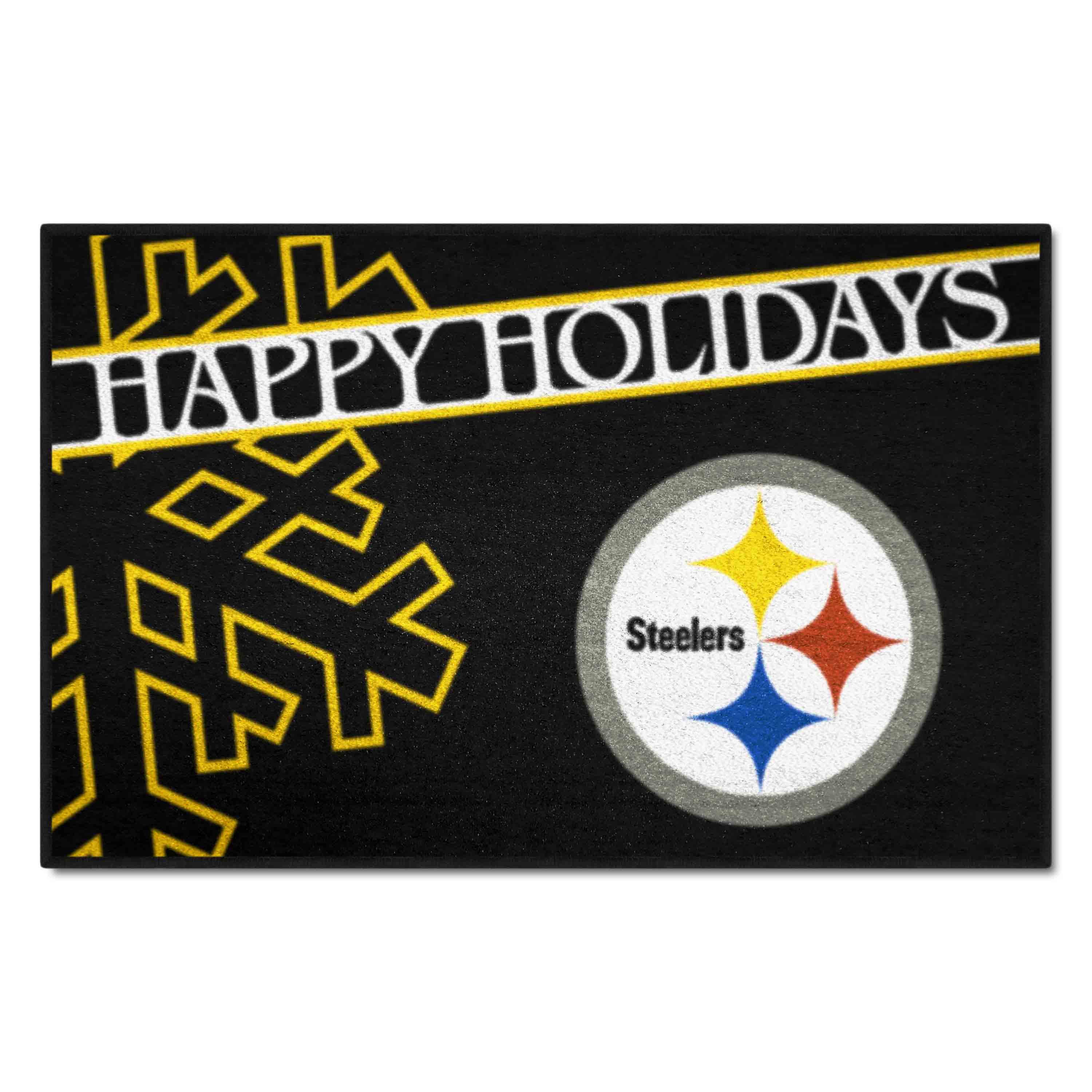 Pittsburgh Steelers Starter Mat Accent Rug - 19in. x 30in. Happy Holidays Starter Mat