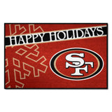 San Francisco 49ers Starter Mat Accent Rug - 19in. x 30in. Happy Holidays Starter Mat