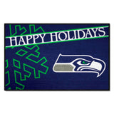 Seattle Seahawks Starter Mat Accent Rug - 19in. x 30in. Happy Holidays Starter Mat