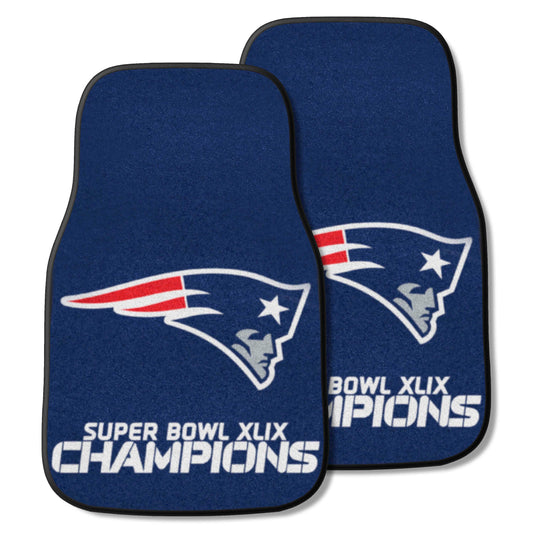 New England Patriots Front Carpet Car Mat Set - 2 Pieces, 2015 Super Bowl XLIX Champions - New England Patriots