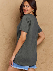 Full Size Round Neck Short Sleeve T-Shirt - Trendsi