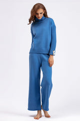 Basic Bae High- Low Turtleneck Long Sleeve Top and Pants Sweater Set - Trendsi