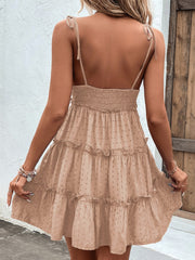 Frill Spaghetti Strap Tiered Dress - Flyclothing LLC