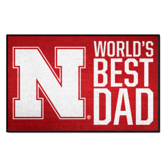 Nebraska Cornhuskers Starter Mat Accent Rug - 19in. x 30in. World's Best Dad Starter Mat - Nebraska