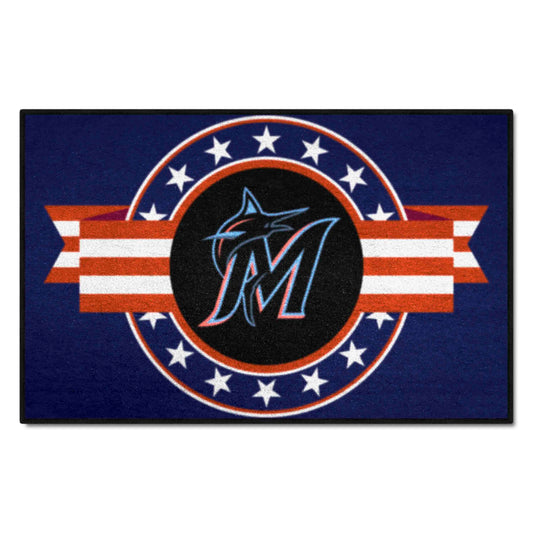 Miami Marlins Starter Mat Accent Rug - 19in. x 30in. Patriotic Starter Mat