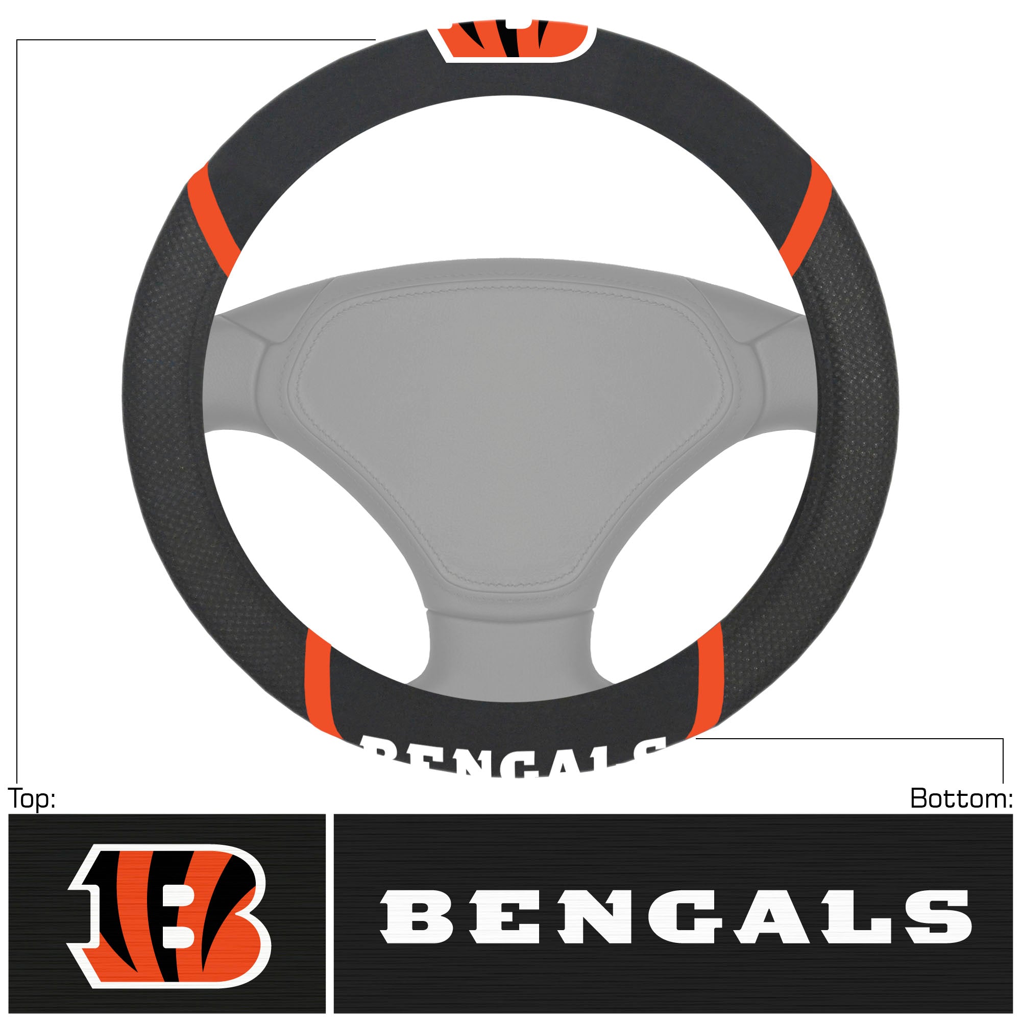 Cincinnati Bengals Embroidered Steering Wheel Cover