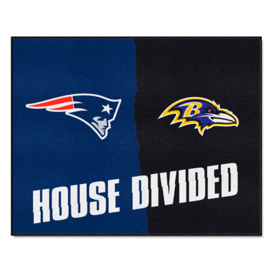 NFL House Divided - Patriots / Ravens House Divided Rug - 34 in. x 42.5 in. - NFL House Divided - Patriots / Ravens