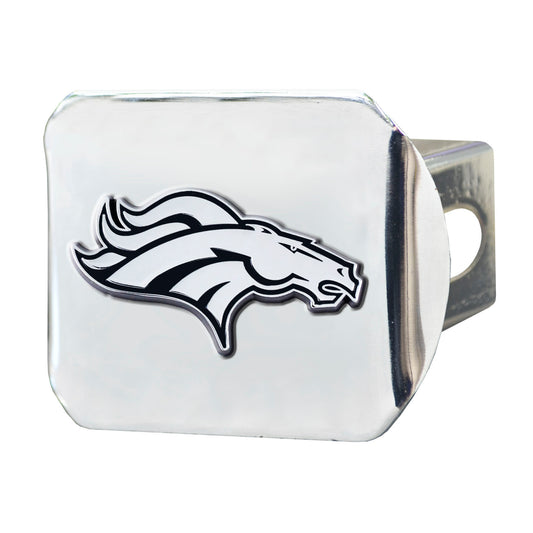 Denver Broncos Chrome Metal Hitch Cover with Chrome Metal 3D Emblem