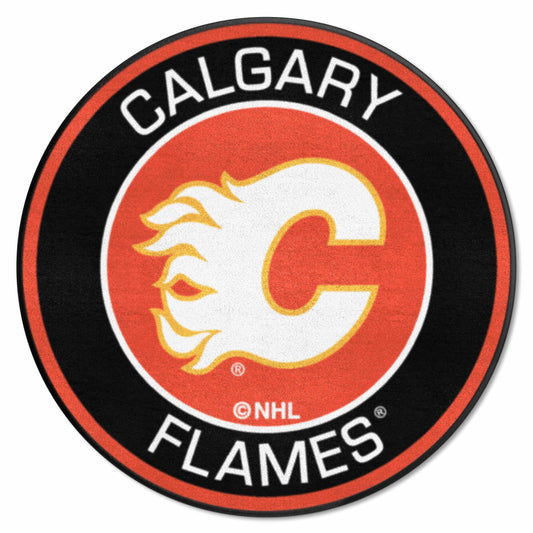 Calgary Flames Roundel Rug - 27in. Diameter - Calgary Flames