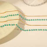 Turquoise Titanium Steel Double-Layered Necklace - Flyclothing LLC