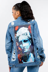 American Bazi Full Size Button Up Distressed Denim Jacket - Trendsi