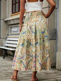 Full Size Tiered Smocked Printed High Waist Skirt - Trendsi