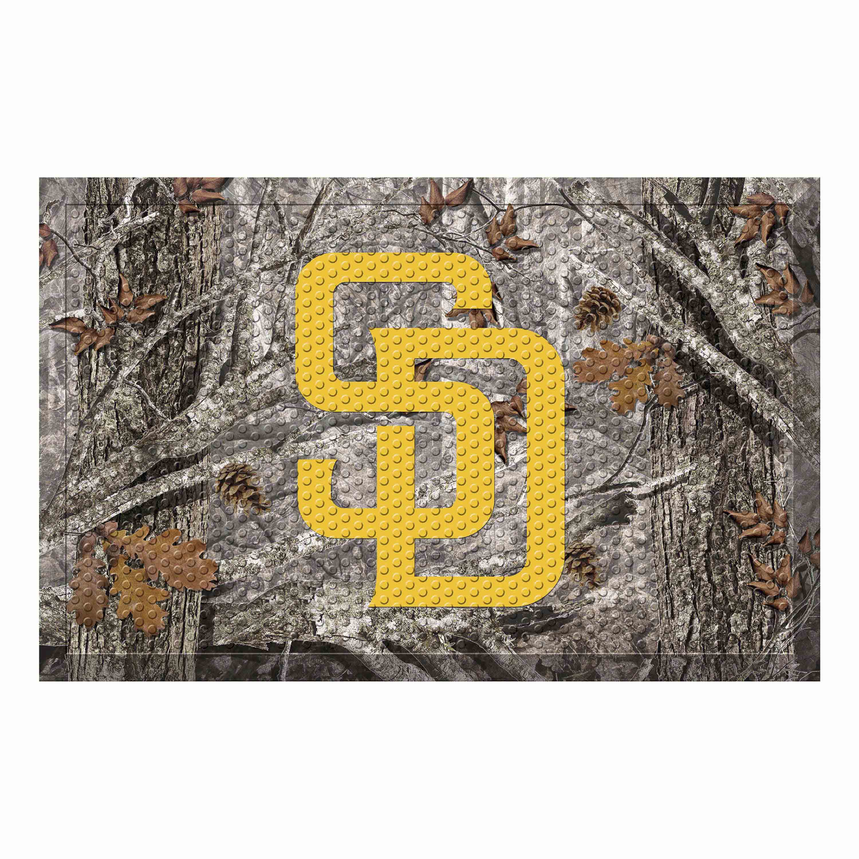 San Diego Padres Rubber Scraper Door Mat Camo, Yellow SD Logo