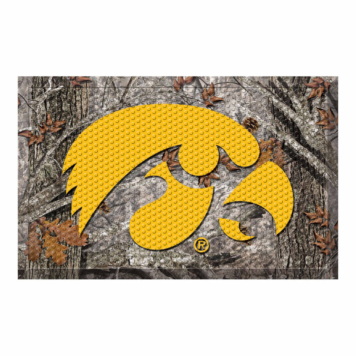 Iowa Hawkeyes Rubber Scraper Door Mat Camo