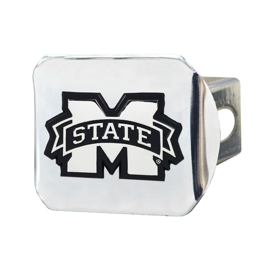 Mississippi State Bulldogs Chrome Metal Hitch Cover with Chrome Metal 3D Emblem