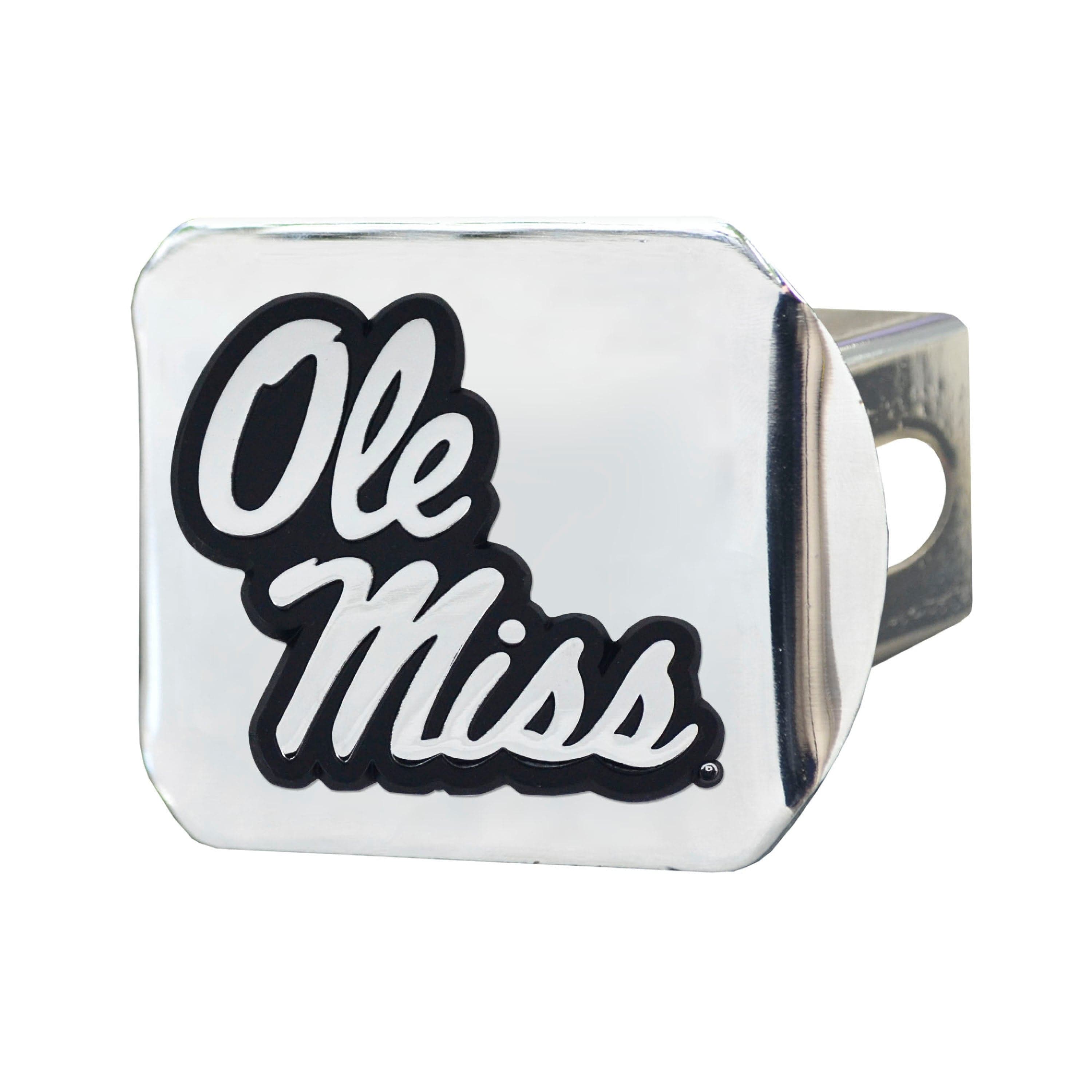 Ole Miss Rebels Chrome Metal Hitch Cover with Chrome Metal 3D Emblem - Ole Miss