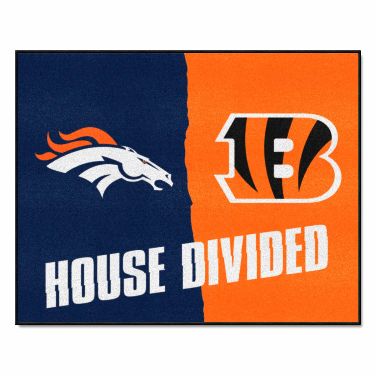 NFL House Divided - Broncos / Bengals House Divided Rug - 34 in. x 42.5 in.