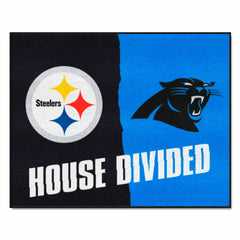 NFL House Divided - Steelers / Panthers House Divided Rug - 34 in. x 42.5 in. - NFL House Divided - Steelers / Panthers