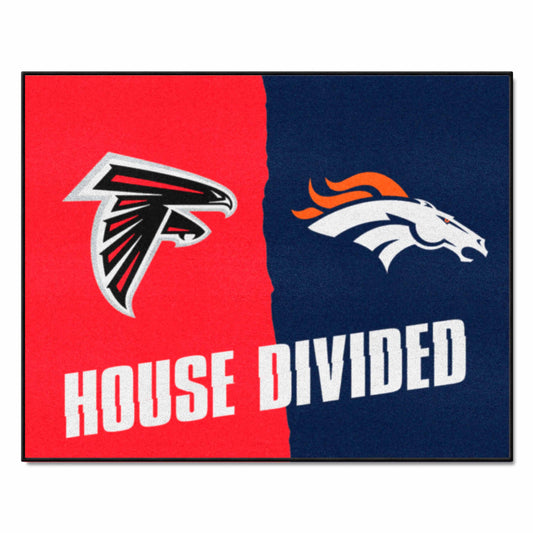 NFL House Divided - Falcons / Broncos House Divided Rug - 34 in. x 42.5 in. - NFL House Divided - Falcons / Broncos