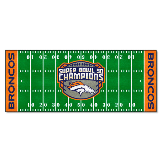 Denver Broncos Field Runner Mat - 30in. x 72in., 2016 Super Bowl L Champions - Denver Broncos