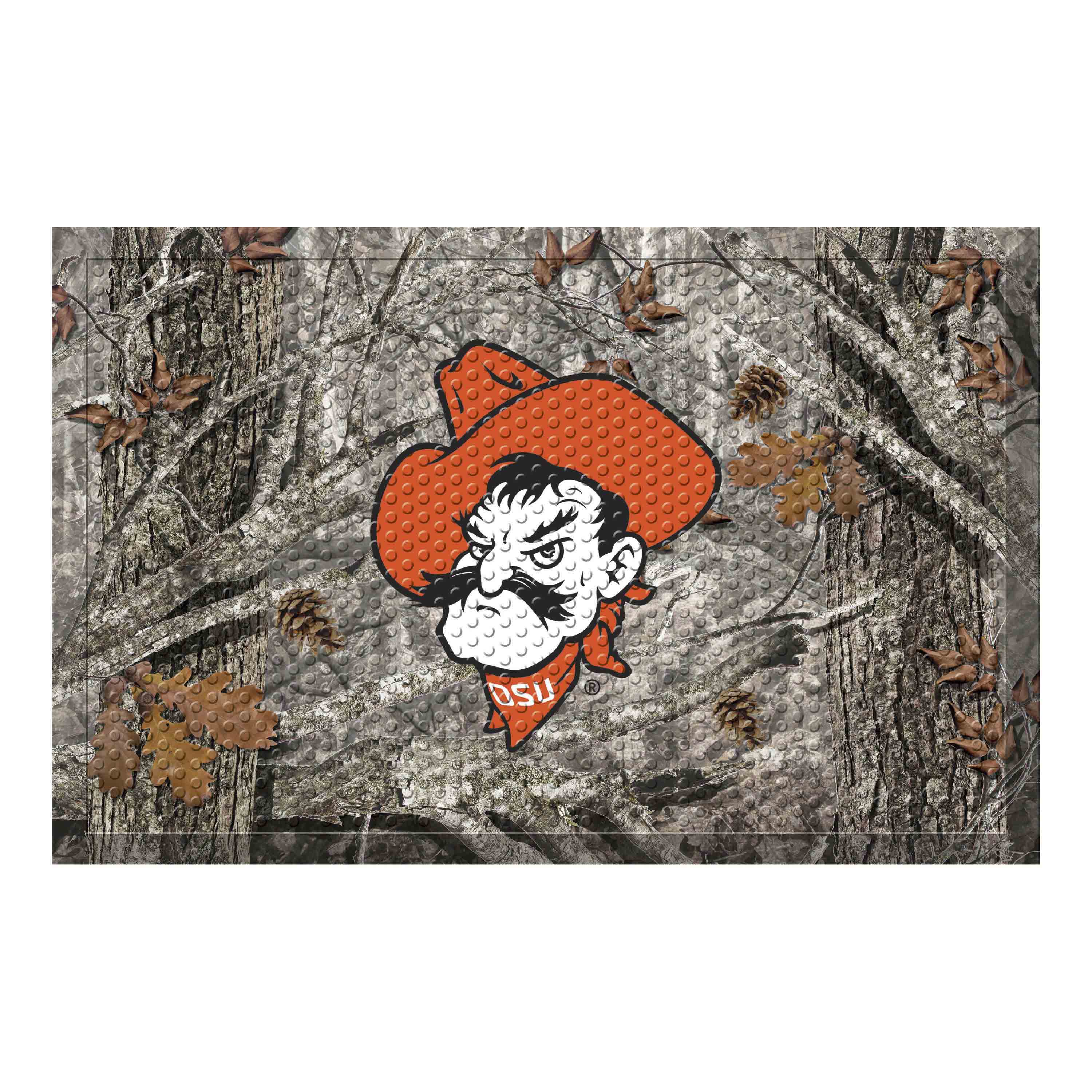 Oklahoma State Cowboys Rubber Scraper Door Mat, Camo Color - OSU Logo